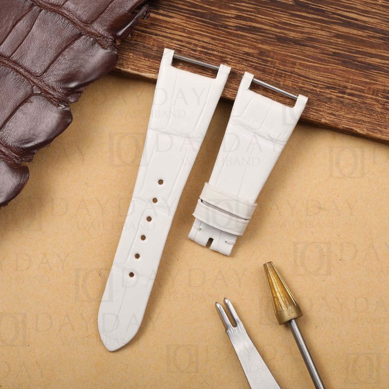 custom handmade Patek Philippe Twenty-4 White watch band-alligator leather watch strap (1)