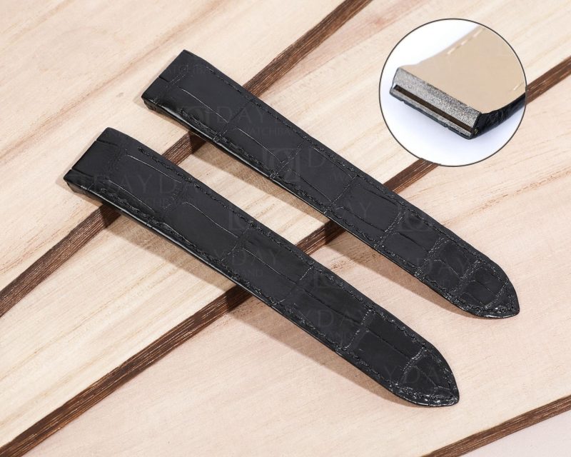 Santos de Cartier Galbée Galbee Carree 29mm XL-replacement-black-alligator-leather-watch band