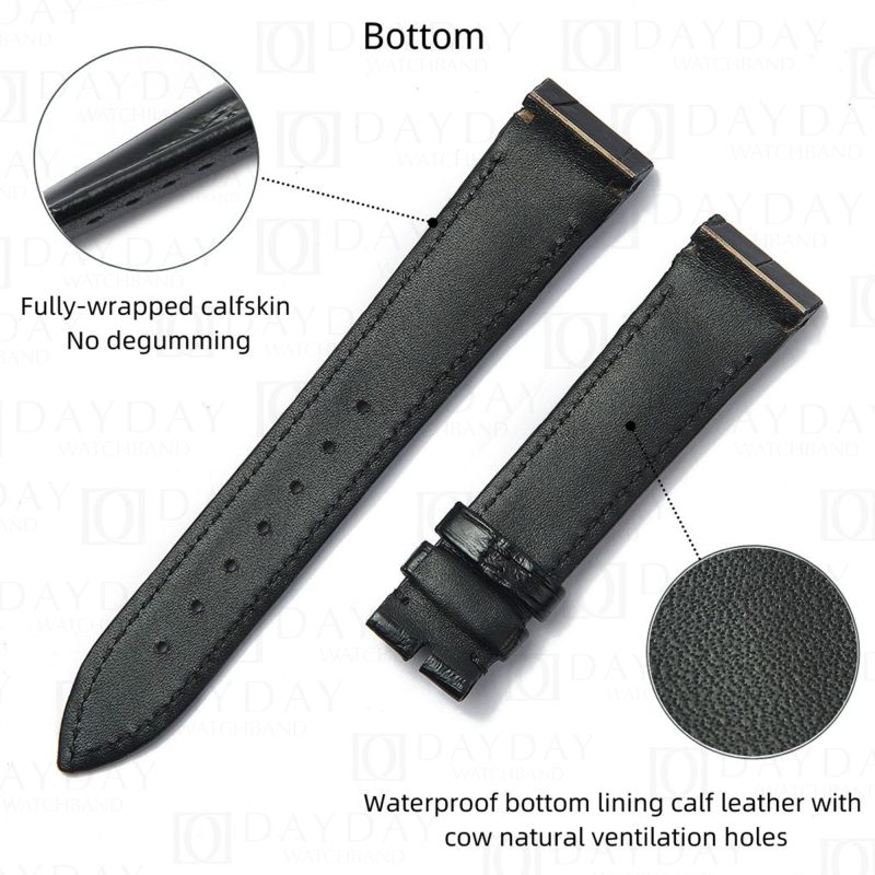 Custom bespoke Black Alligator leather watch strap band replacement for Franck Muller King Conquistador 8001 8002 8005 8006 SC