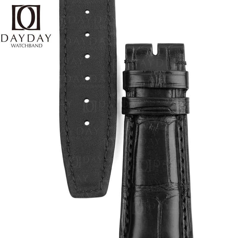 Personalized Handmade 20mm 22mm replacement black alligator leather watch band strap curved end fit for IWC Schaffhausen Portofino Portuguese Portugieser strap