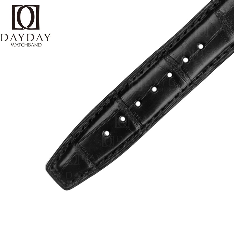 Custom handmade replacement black alligator leather watch band strap 20mm 22mm for IWC Portuguese Portofino watch aftermarket for sale