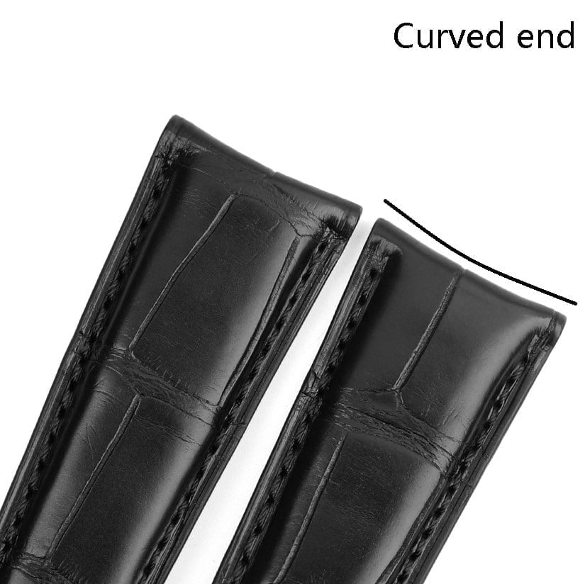 Personalized Handmade-black-alligator 22mm replacement curved end watch band curved end fit for IWC Portuguese Portugieser