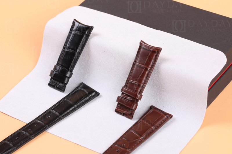 Personalized Handmade 20mm 22mm replacement brown black alligator leather watch band curved end fit for IWC Schaffhausen Portofino Portuguese Portugieser strap