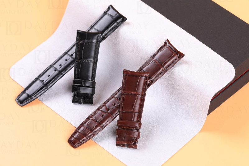 Personalized Handmade 20mm 22mm replacement brown black alligator leather watch band curved end fit for IWC Schaffhausen Portofino Portuguese Portugieser strap