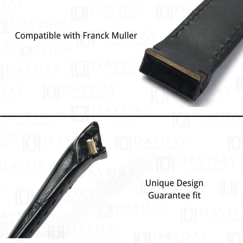 Custom bespoke Black Alligator leather watch strap band replacement for Franck Muller King Conquistador 8001 8002 8005 8006 SC