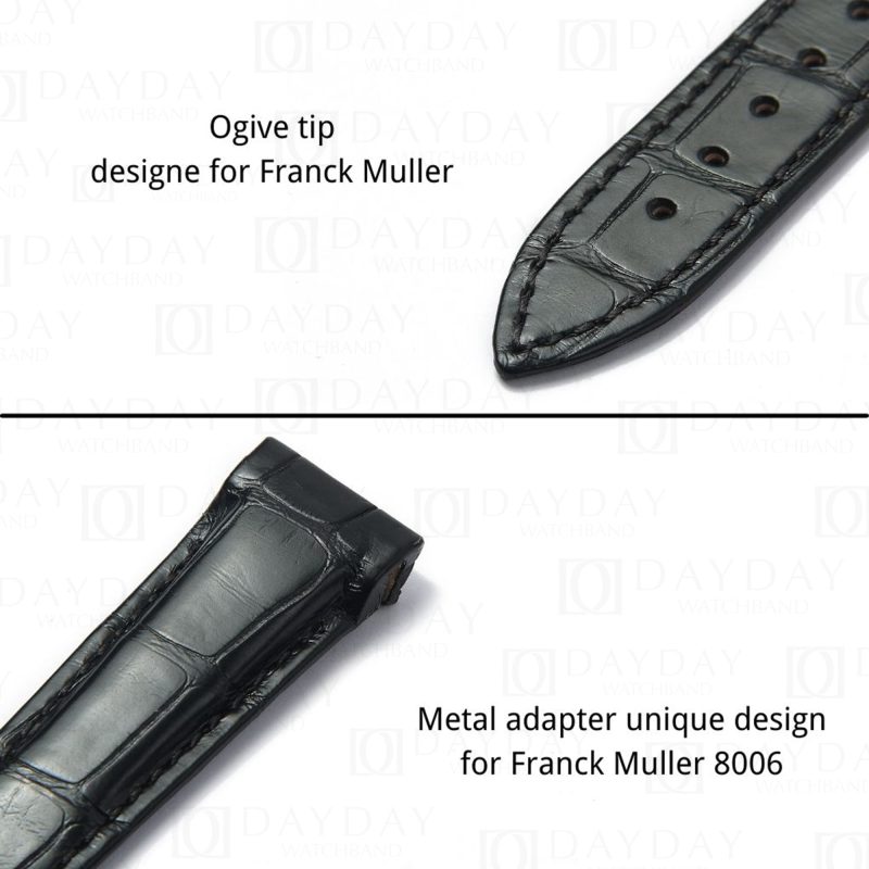Custom bespoke Black Alligator leather watch strap band replacement for Franck Muller King Conquistador 8001 8002 8005 8006 SC