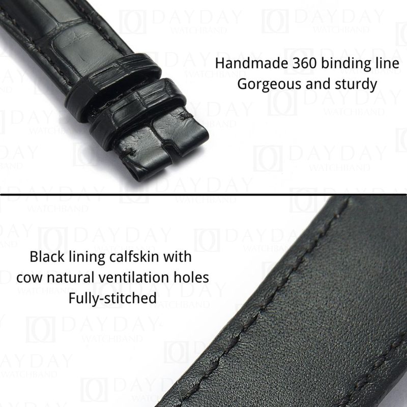 Custom handmade Black Alligator leather strap replacement for Franck Muller King Conquistador 8001 8002 8005 8006 SC