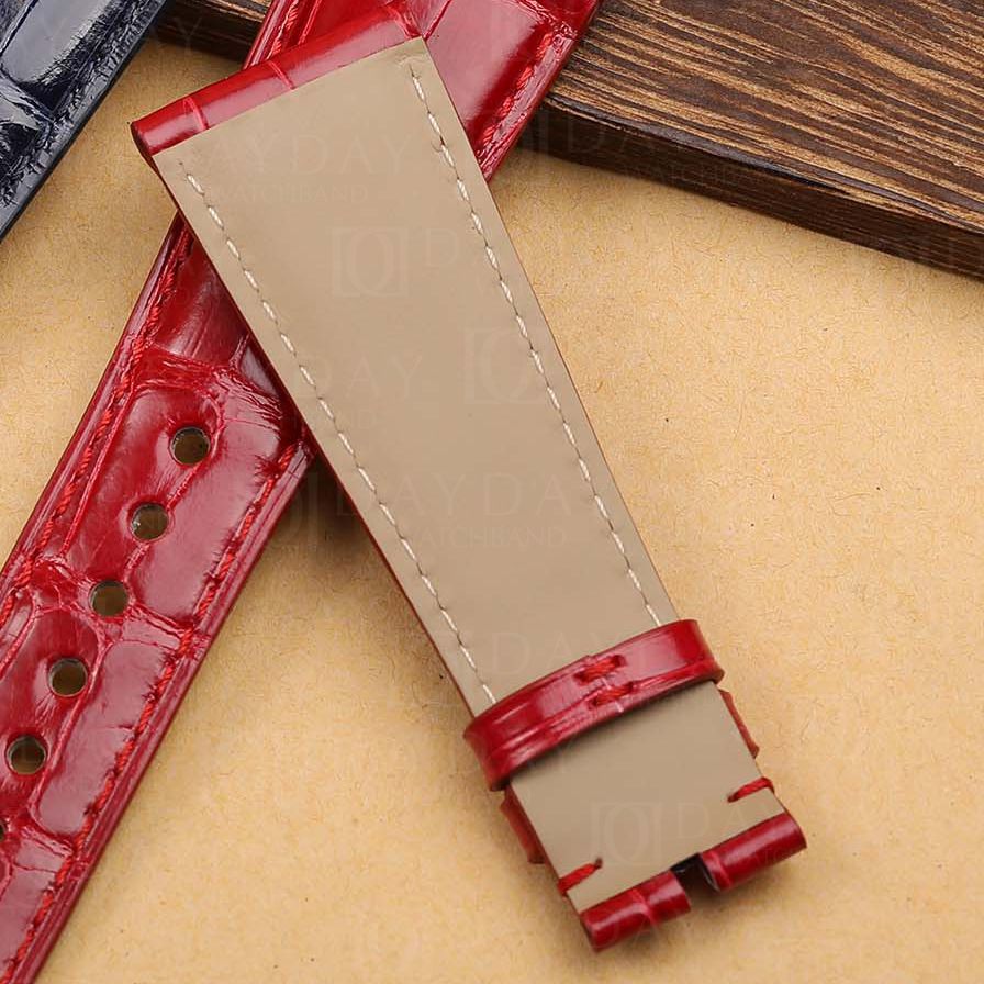 Alligator leather watch band strap replacement with Itlian calfskin lining for Cartier Tank Divan XL Large for sale