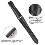 Black Alligator leather watch band Patek Philippe Calatrava Complications strap replacement for sale