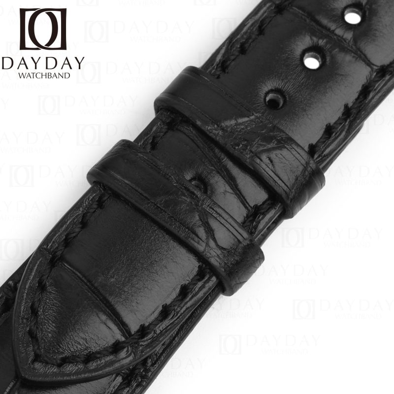 Black Alligator leather watch band Patek Philippe Calatrava Complications strap replacement for sale