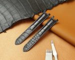 Black Leather Watch Band for Cartier Pasha De Cartier Double Folded Handmade replacement Strap