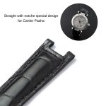 Black Leather Watch Band for Cartier Pasha De Cartier Double Folded Handmade replacement Strap