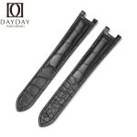 Black Leather Watch Band for Cartier Pasha De Cartier Double Folded Handmade replacement Strap