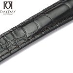 Black Leather Watch Band for Cartier Pasha De Cartier Double Folded Handmade replacement Strap