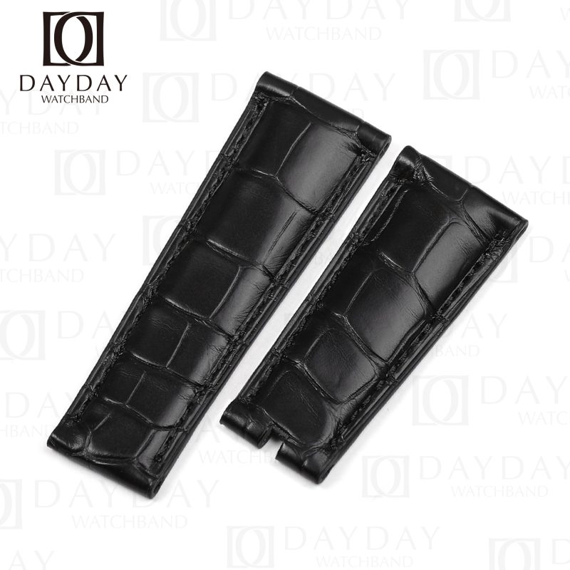 Buy Custom 21mm 22mm Black alligator leather watch band Rolex Sky Dweller (1)