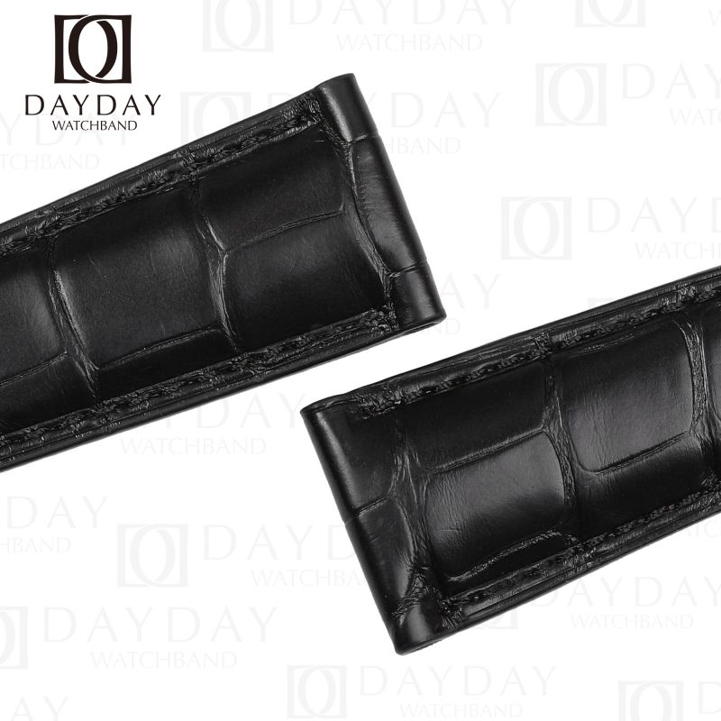Buy Custom 21mm 22mm Black alligator leather watch band Rolex Sky Dweller (3)