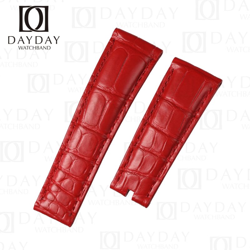 Buy Custom 21mm 22mm Red alligator leather watch band Rolex Sky Dweller