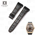 Bespoke Black replacement change genuine alligator leather watch strap band raplacement fit for Franck Muller Vanguard V45 V41 V32 Yachting Skeleton Racing Revolution 7 Days luxury watch