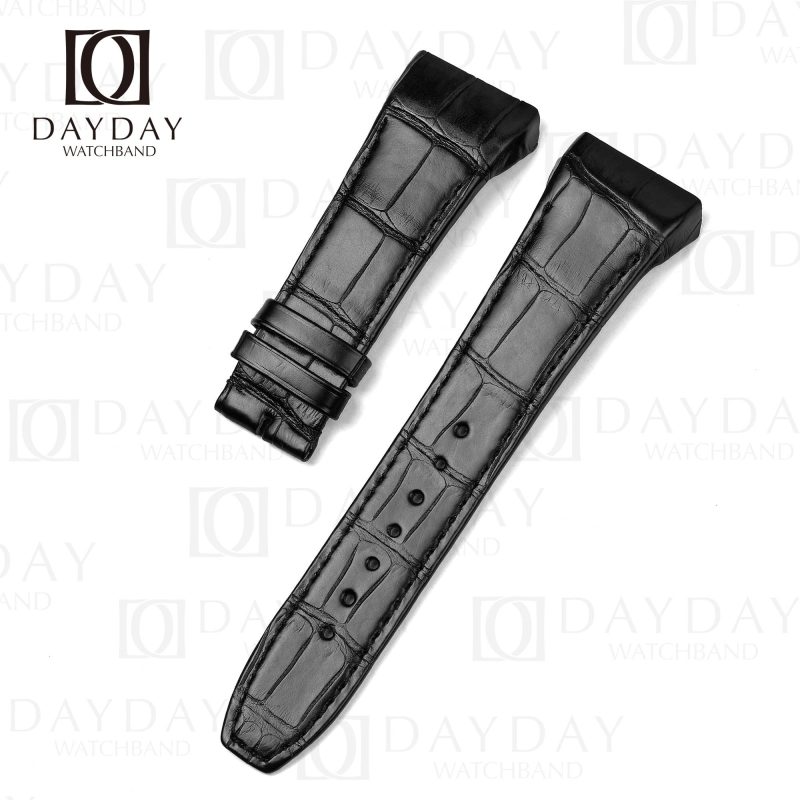Buy Custom Black replacement change genuine alligator leather watch strap raplacement fit for Franck Muller Vanguard V45 V41 V32 Yachting Skeleton Racing Revolution 7 Days Watch luxury watch (2)