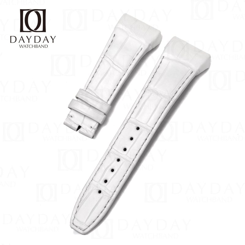 Buy Custom White replacement change genuine alligator leather watch strap band fit for Franck Muller Vanguard V45 V41 V32 luxury watch