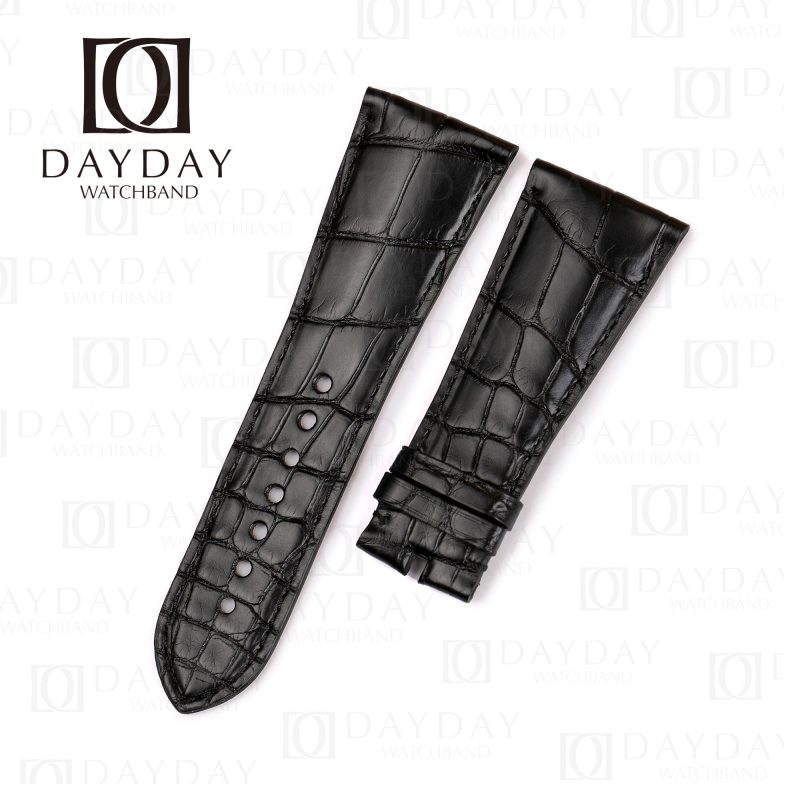 Buy Custom black Cartier Tank Divan watch replacement crocodile strap for sale
