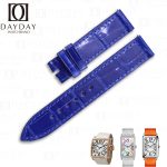 Buy Replacement Blue alligator leather watch strap for Franck Muller Geneve Master Square Long Island watchband for sale