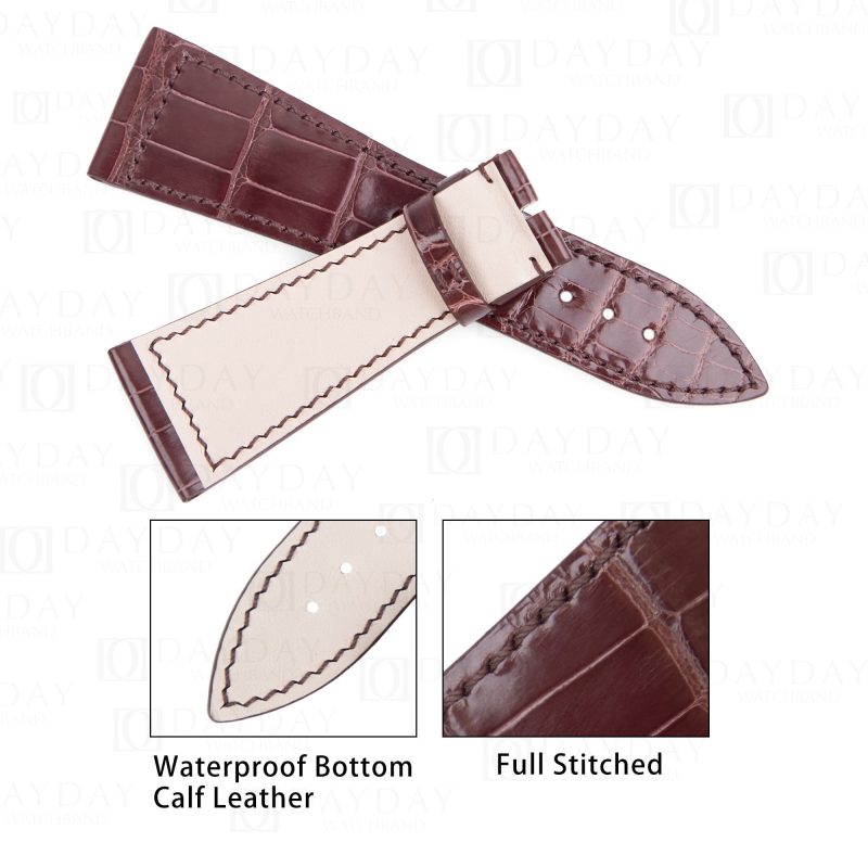 Buy-custom Replacement-brown-alligator leather-watch-strap replacement-for-Franck-Muller-Master-Square-6000 6002 watchband-for-sale