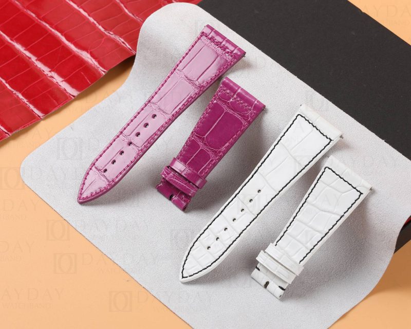 Buy-handmade Replacement-purple-white-alligator leather-watch-strap-for-Franck-Muller-Master-Square-6000 6002 watchband-for-sale