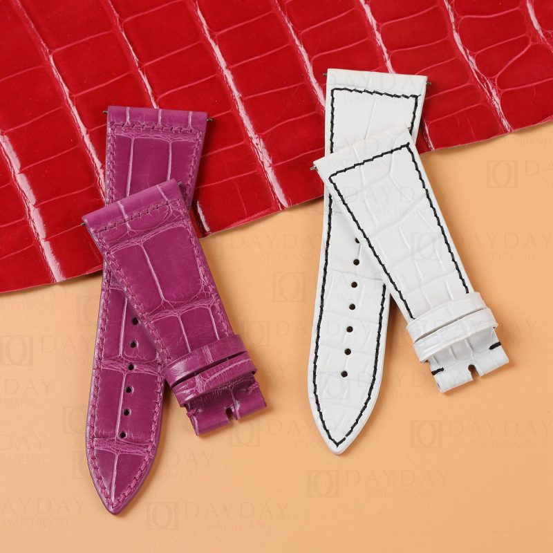 Buy-handmade Replacement-purple-white-alligator leather-watch-strap-for-Franck-Muller-Master-Square-6000 6002 watchband-for-sale