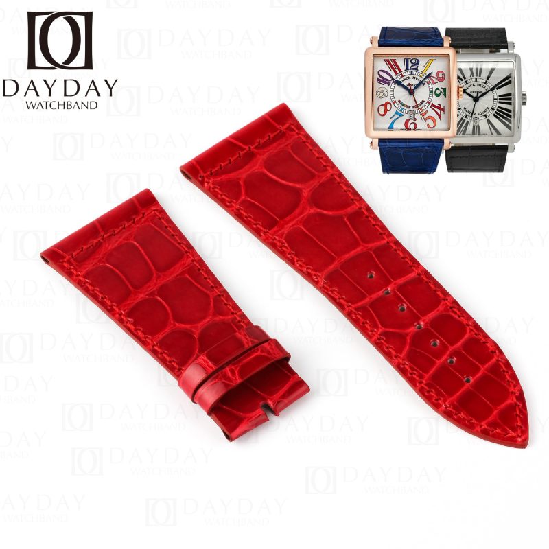 Buy-handmade Replacement-red-alligator leather-watch-strap-for-Franck-Muller-Master-Square-6000 6002 ladies watchband-for-sale
