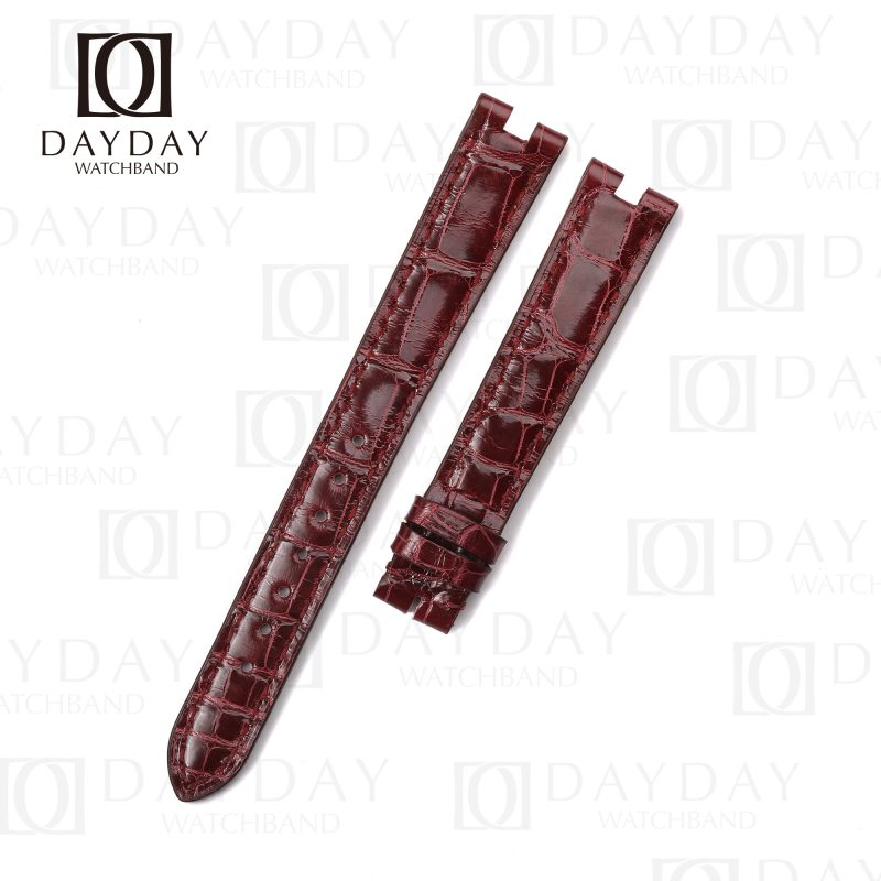 Buy custom Vintage Cartier Vendome Must De Burgundy High gloss Burgundy red leather watch band 14mm 16mm replacement strap for sale