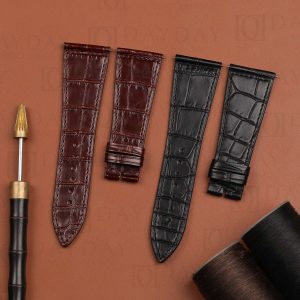 Buy handmade Replacement Black Brown alligator leather watch strap for Franck Muller Master Square 6000 6002 watchband for sale