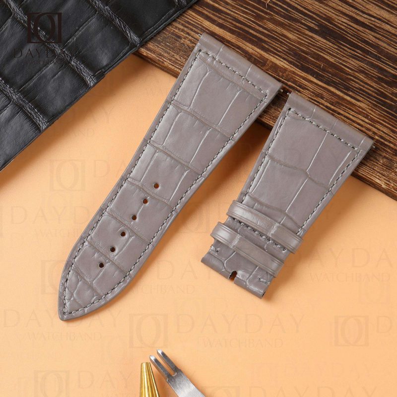 Buy handmade custom grey alligator leather watch strap replacement for Franck Muller Master Square 6002 6000