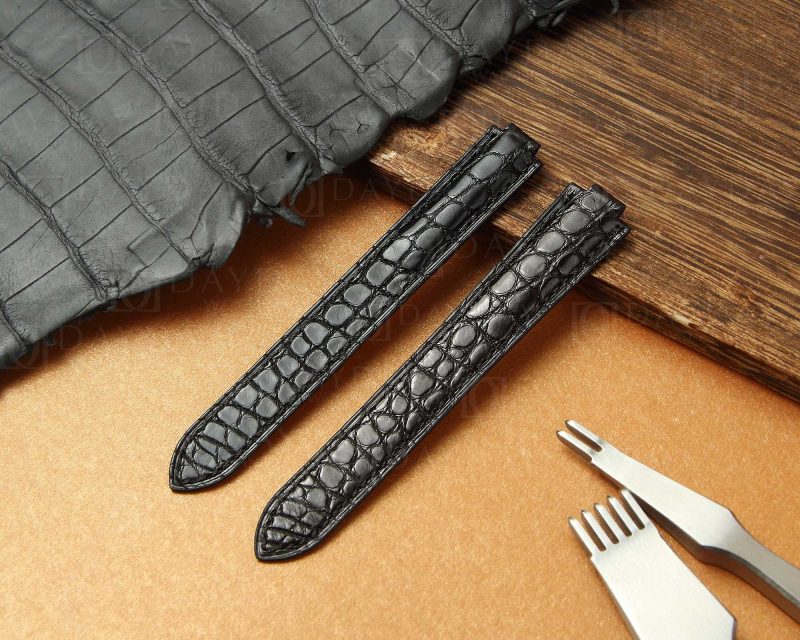 Buy replacement black alligator leather strap for Cartier Ballon Bleu de watch band for sale