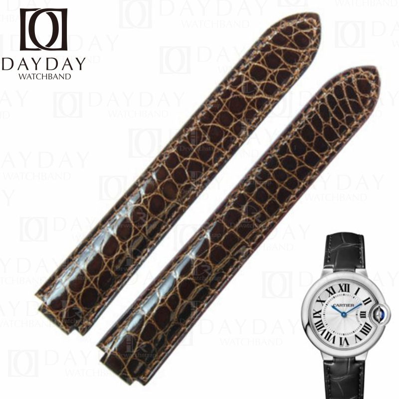 Buy replacement brown alligator leather strap for Cartier Ballon Bleu de watch band for sale