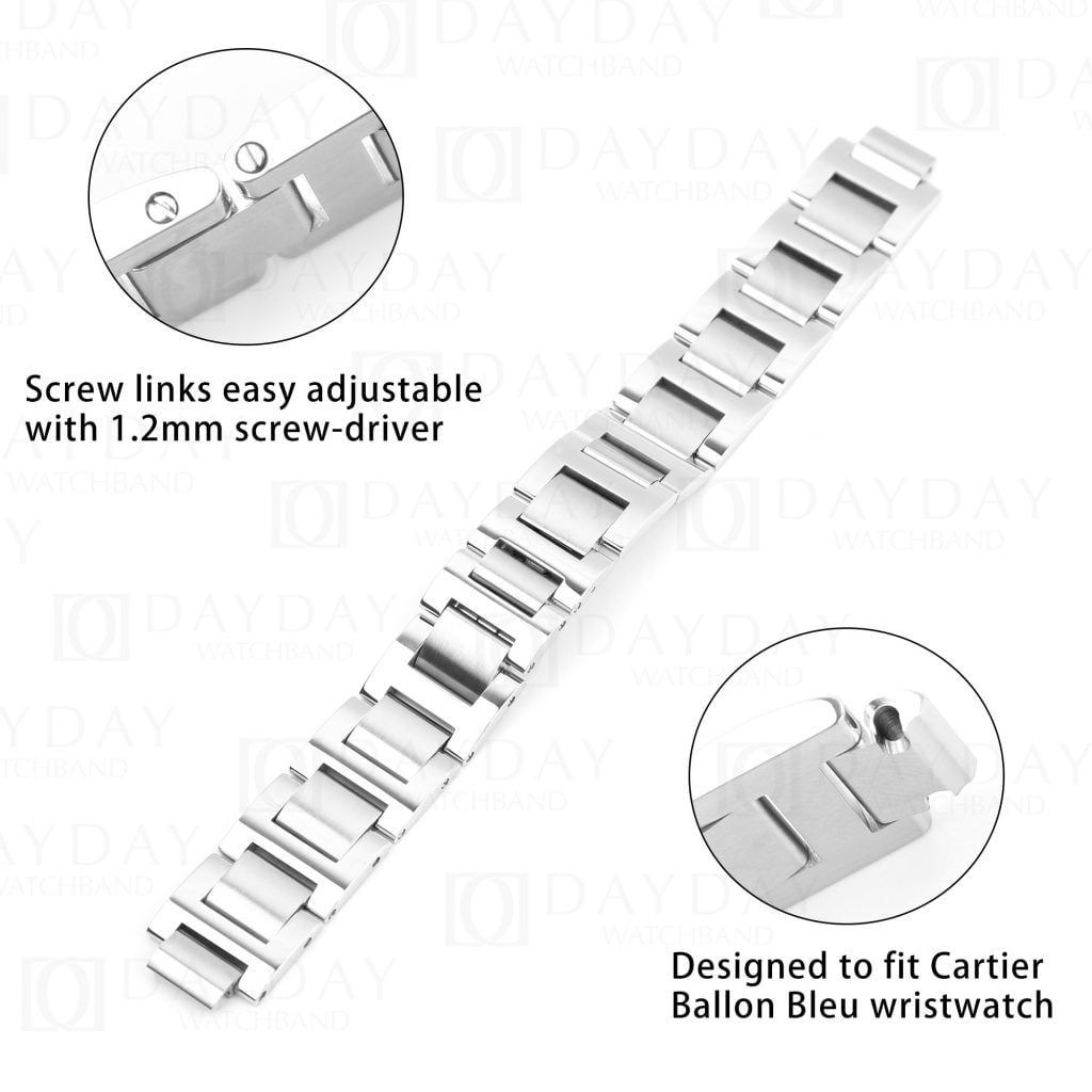 Cartier Ballon Bleu stainless steel metal watch band replacement strap