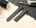 Cartier Tank Alligator leather watch band black round scale single-folded
