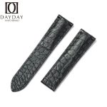 Cartier Tank Alligator leather watch band black round scale single-folded