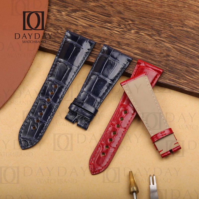 Cartier Tank Divan 2600 Red alligator leather strap replacement 29mm watch band