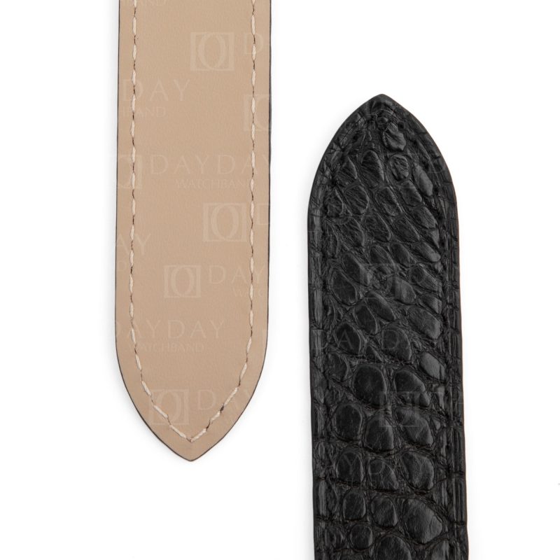 Cartier Tank Ronde solo black alligator leather watch band replacement strap