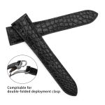 Cartier Tank Ronde solo black alligator leather watch band replacement strap