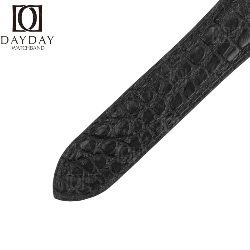 Cartier Tank Ronde solo black alligator leather watch band replacement strap