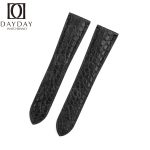 Cartier Tank Ronde solo black alligator leather watch band replacement strap