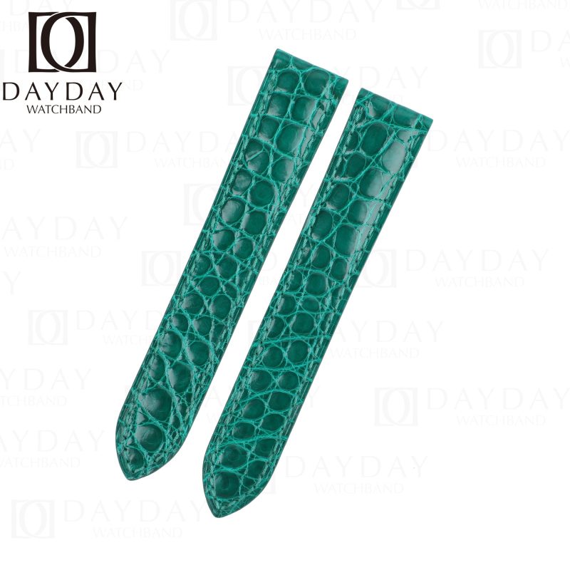 Cartier-Tank-Ronde-solo-green-alligator-leather-watch-band-replacement-strap