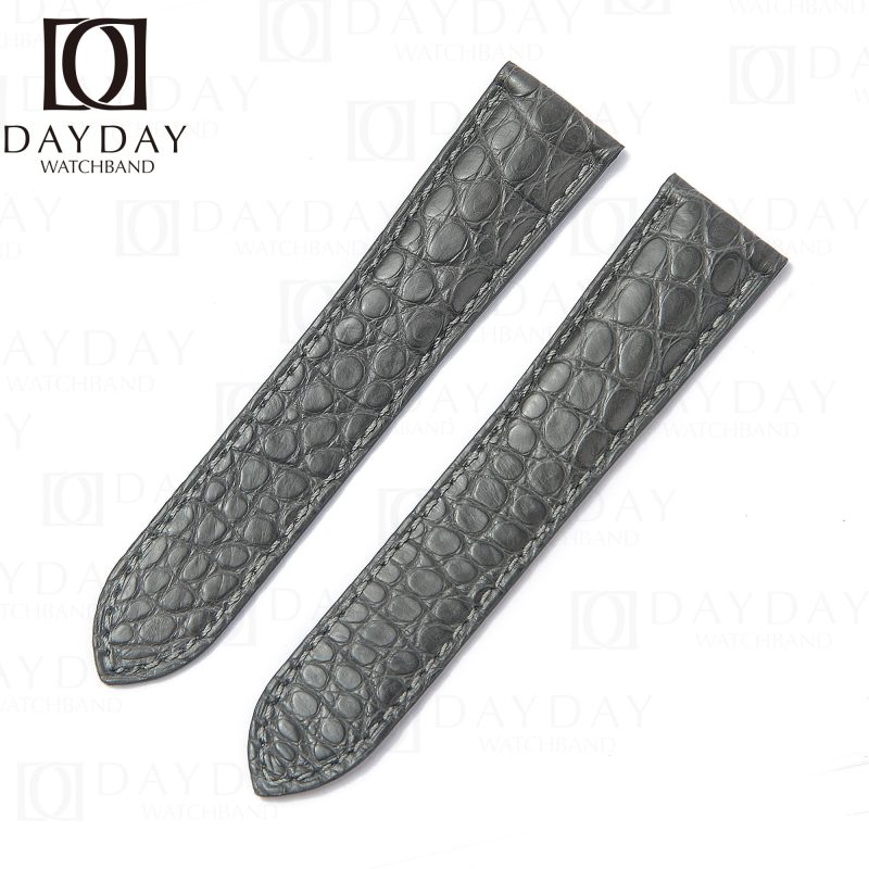 Cartier-Tank-Ronde-solo-grey-alligator-leather-watch-band-replacement-strap