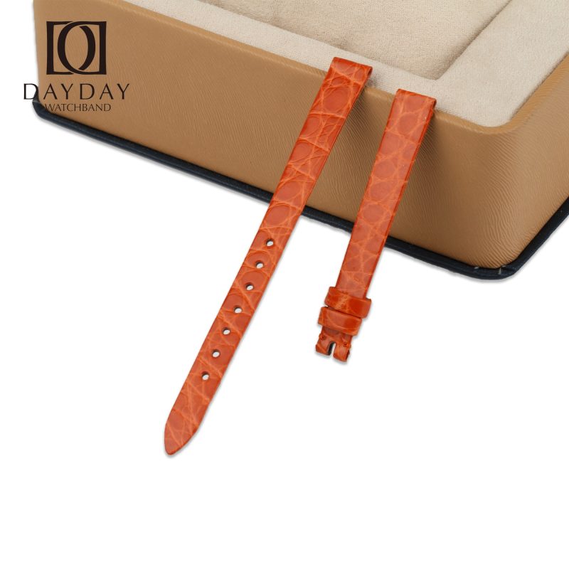 Chopard Happy Floating Dancing Diamonds ladies watch round scale alligator leather replacement watch band orange color for sale