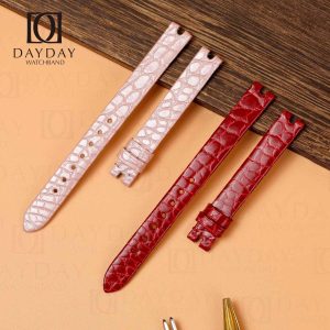 Chopard Happy Diamonds ladies watch round scale alligator leather replacement watch band red pink multi-color for sale
