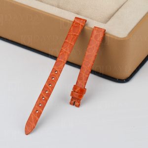 Chopard Happy Sport dancing floating 3 5 7 diamonds orange alligator leather watch band round scale replacement strap