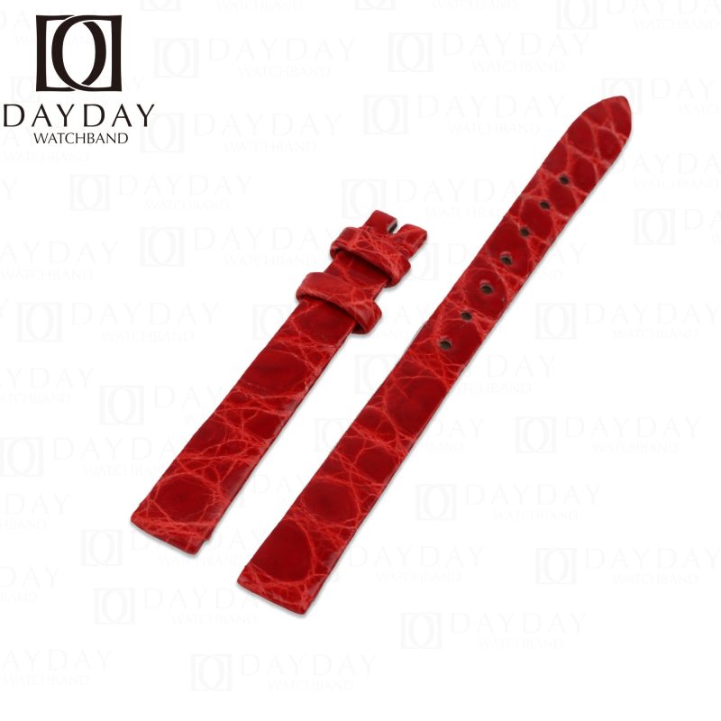 Chopard Happy Sport dancing floating 3 5 7 diamonds red alligator leather watch band round scale replacement strap