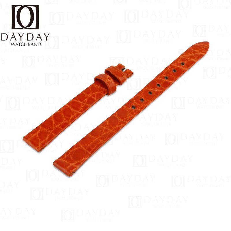 Chopard Happy Sport orange alligator leather watch band round scale replacement strap